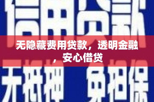 大足无隐藏费用贷款，透明金融，安心借贷