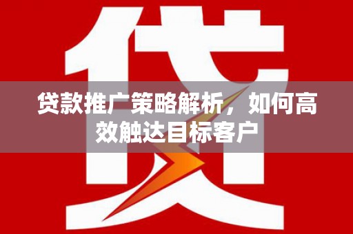 大足贷款推广策略解析，如何高效触达目标客户