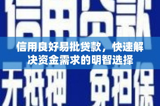 大足信用良好易批贷款，快速解决资金需求的明智选择