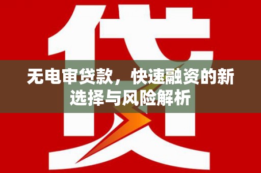 大足无电审贷款，快速融资的新选择与风险解析