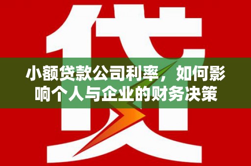 大足小额贷款公司利率，如何影响个人与企业的财务决策